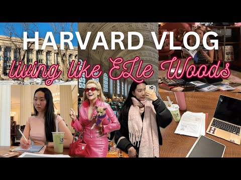 harvard student lives like elle woods for a day 🎀✨📚 | study motivation, 6am productive uni vlog