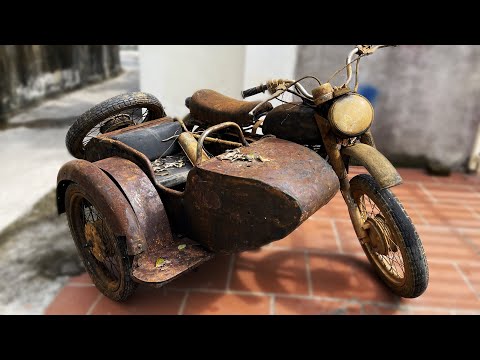 Full restoration old 3-wheel motorcycles - Restore fake Sidecar from abandoned trash