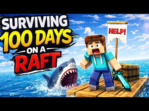 Surviving 100 days on Raft in Minecraft