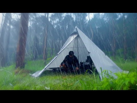 HEAVY RAIN CAMPING‼️Camping in Heavy Rain and Thunderstorms || ASMR Rain