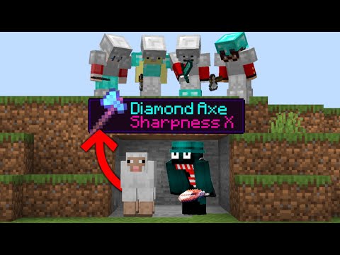 Minecraft Manhunt But Shearing Drops OP Items