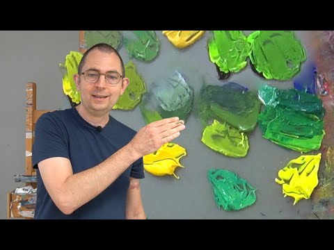 Mixing green with acrylics. Color mixing for beginners