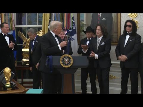 President Trump presents medals for Kennedy Center honorees KISS, Sylvester Stallone,  Gloria Gaynor