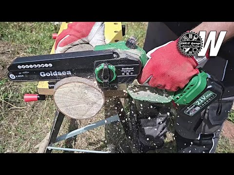 GOLDSEA Mini Chainsaw - Only cutting tests  [4K VIDEO]