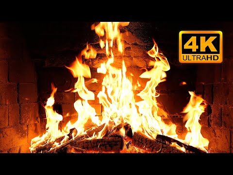 Cozy Fireplace 4K (12 HOURS). Fireplace with Crackling Fire Sounds. Fireplace Ambience