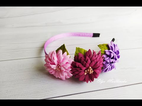 Красивый Ободок с Цветами из Фоамирана 🌺☘️☘️ Простой и Легко!