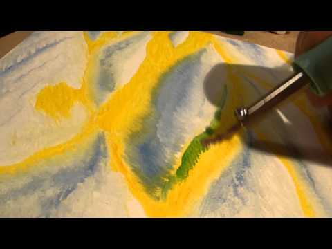 Landescapes in encaustic art using Stylus Wire Brush