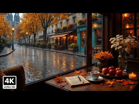 Amazing Relaxing Jazz Music Therapy 🍂 Cozy Coffee Shop Space and Rain Sound for Work, Study #22