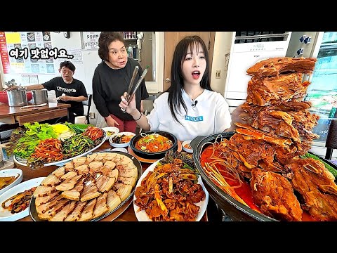 이렇게 맛없는 감자탕은 처음이에요😂 산더미 감자탕 수육 제육볶음 불고기 먹방