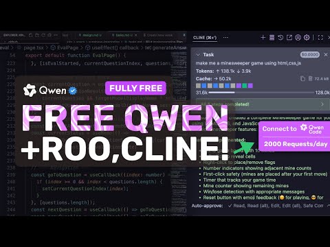 Free Unlimited Qwen-3 Coder API + Roo,Cline,OpenCode: This is the BEST FREE AI Coder Right Now!