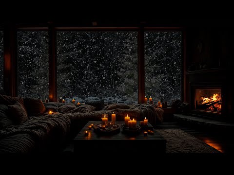 Winter Relaxation ❄️ Warmth from the Fireplace Amidst Snowy Scenery for a Good Night's Sleep