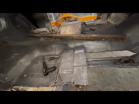 Drivers floor welding finished and passenger side cut out