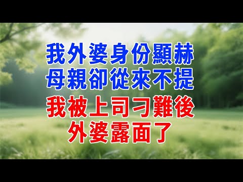我外婆身份顯赫，母親卻從來不提，我被上司刁難後，外婆露面了！#人生感悟 #故事分享 #生活經驗 #正能量 #职场 #打脸