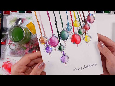 DRIPPING Technique You HAVE to Try !! - the easiest Greeting Christmas Card I ever painted !