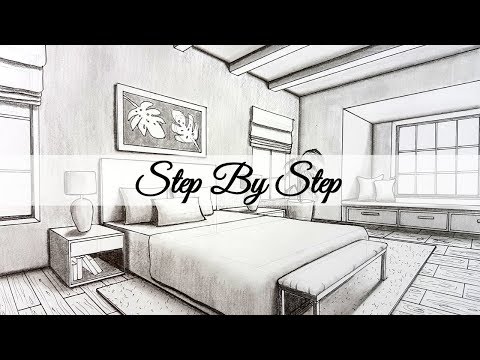How to Draw A Bedroom in Two Point Perspective | Step By Step