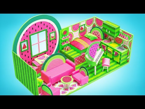 Casa de melancia em miniatura 🍉🏠 | Artesanato fácil e super divertido! 🌈✨