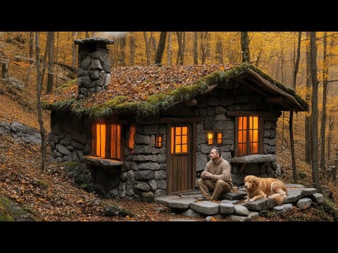 Full Build: WARM Stone Shelter by Hand (Primitive Survival Cabin) | Bushcraft Guide