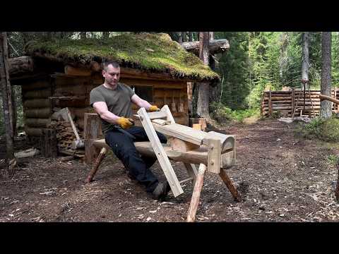 Making Workbench SHAVING HORSE Near My Forest HUT, Wooden RAKE, Fire Cooking, Power Station Njoynook