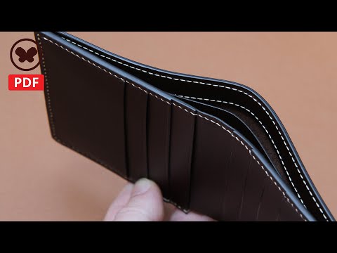 Making a leather Bifold Wallet (free PDF Pattern / ENG sub)