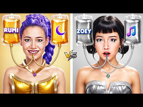 KPop Demon Hunters Makeover! Gold vs Silver Rumi vs Zoey Makeover From Nerd To Idol!