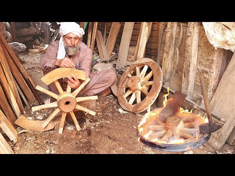 Making A wooden Hand Cart Wheel With Amazing Skills