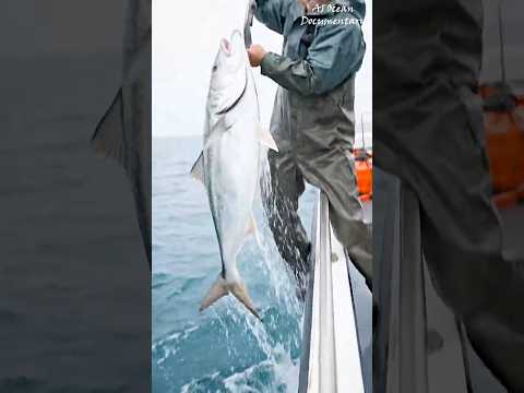 Giant Fish Leaps Beside the Boat | Real Ocean Catch Stormy Day  #fishingboat #fishing #fish #sea