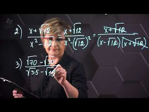 Transformation of expressions containing square roots, reduction of fractions. Practical part. Gr...