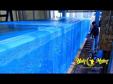 The process of producing products in a mass-production factory that boasts amazing technology.