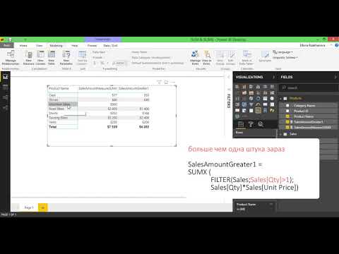 DAX Урок 6 - Функции SUM и SUMX (SUMX с FILTER, RELATED и RELATEDTABLE)