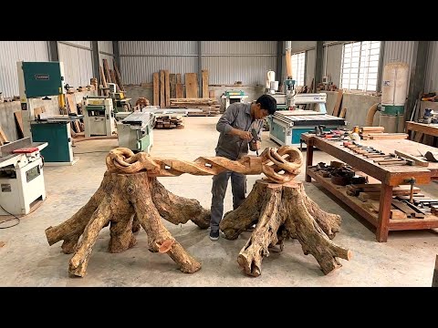 Unbelievable! This Guy Used Two Tree Stumps to Make This Thousand-Dollar Coffee Table