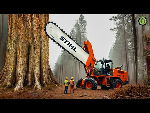 Extreme Dangerous Fastest Big Chainsaw Cutting Tree Machines | Monster Stump Removal Excavator #99