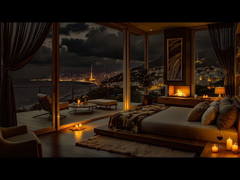 March Jazz Mix For A Relaxing Day - Sweet Jazz Background Music & Fireplace Sound In A Cozy Bedroom
