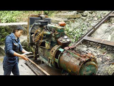 💡隔壁工地老板拉来一个35kw发电机，内部齿轮损坏外部缺少配件，天才女孩花了1个星期修复如新！Genius girl repairs generator！