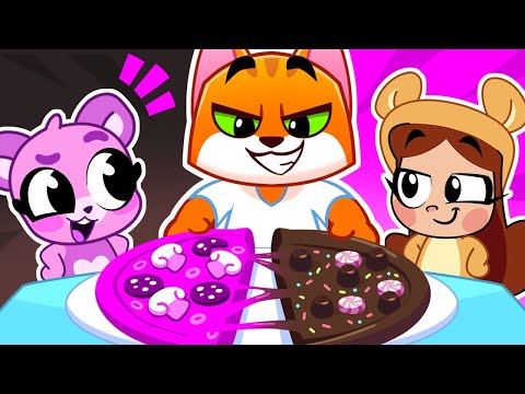 Pink VS Black Pizza | Sharing is Caring | Teamwork Challenge | Useful Stories for Kids