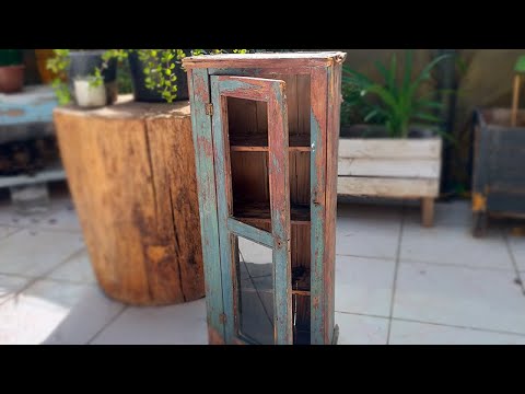 A very old medicine (or kitchen) cabinet. Restoration.