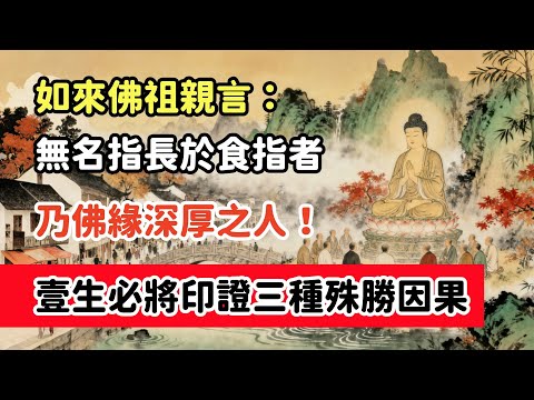 如來佛祖親言：無名指長於食指者，乃佛緣深厚之人！壹生必將印證三種殊勝因果！#佛教 #佛家 #佛法 #佛學知識 #佛學智慧 #修心修行 #佛教文化 #禪悟人生 #傳統文化#念佛修行#因果正見#佛教故事#