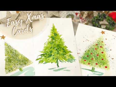 How to Paint Christmas Trees the Easy Way - Beginners Watercolor Tutorial - Quick Simple Xmas Cards