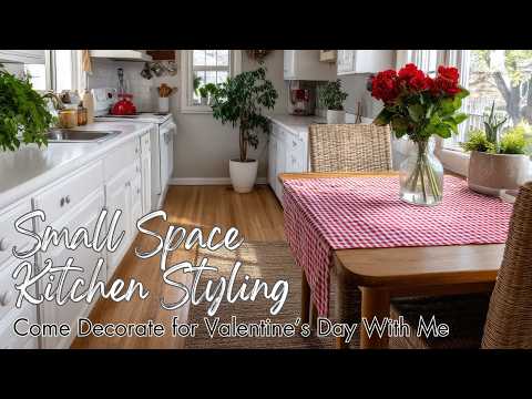 Come Decorate for Valentineās Day With Me | Small Space Kitchen Styling, Cute DIYs & Festive Treats