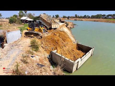 New Starting Over Project! Cutter Land Slope In Water Fill The Lake Make Road With & Komatsu Dozer