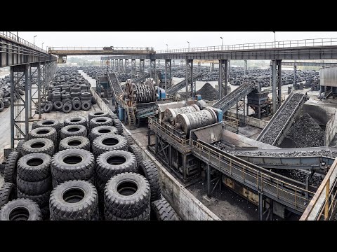 Inside the Recycling Factory – How Millions of Old Car Tires Are Recycled Into Rubber Bricks