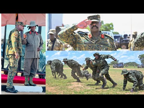 Museveni joins UPDF drills at Kaweweta, welcomed by CDF Gen. Muhoozi to pass out 10,007 new soldiers