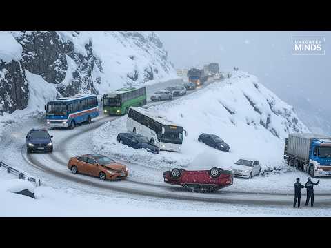 Icy Road Chaos Caught on Camera - Drivers Losing Control (Part 2)