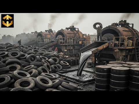 Unbelievable Recycling ! How Old Waste Tyres Are Turned Into Oil Fuel & Steel Wires in Factory