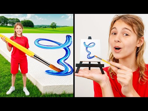 Kumpi piirtää paremmin? Pieni vs. jättiläinen -taidehaaste tuomarin kanssa!