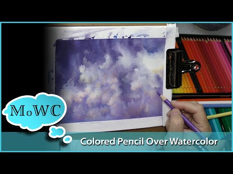 One of My Favorite Illustration Techniques. Colored Pencil Over Watercolor Cloudscape.