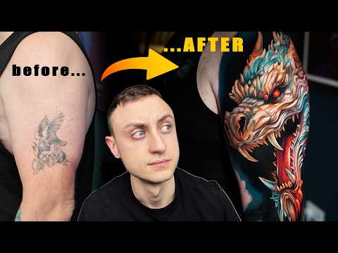 Tattooing a Dragon COVER UP | 3 DAYS IN A ROW! | Tattoo Vlog