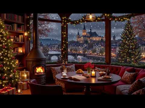Warm Winter Christmas Café Jazz ❄️ Piano Jazz & Fireplace Ambience for Study & Work