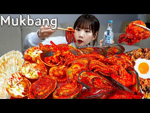 Sub)Real Mukbang- Spicy Steamed Seafood 🔥 Dumplings 🥟 Fried Rice 🥘 ASMR KOREAN FOOD
