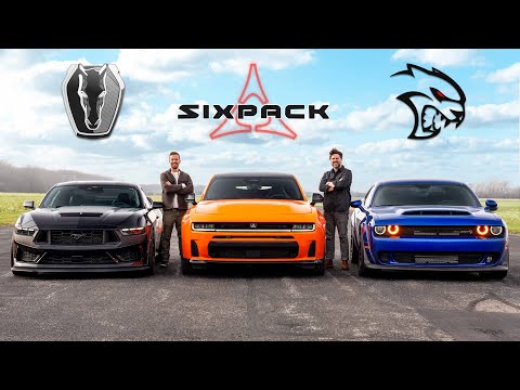 NEW Gas Charger vs Mustang Dark Horse vs SRT Hellcat // DRAG RACE 