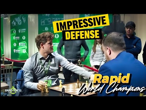 IMPRESSIVE DEFENSE!!! Magnus  Vs Aleksandr Shimanov || World Rapid Champion